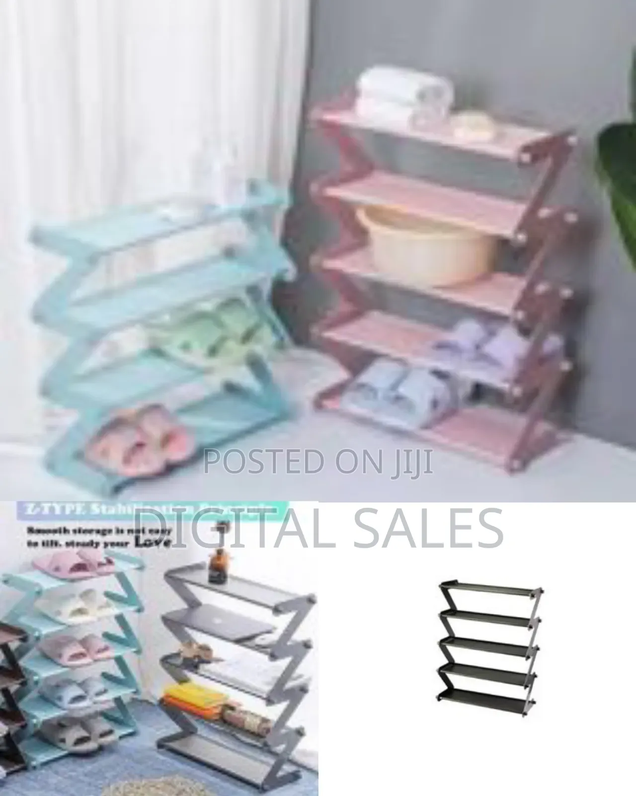 Z Shaped 5 Tier Shoe Rack Organizer Multi-layer Shoe Storage Stackable