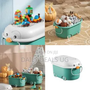 Kidstoy Storage Box Plastic Snack Home Organizer With Wheels Cute Duck