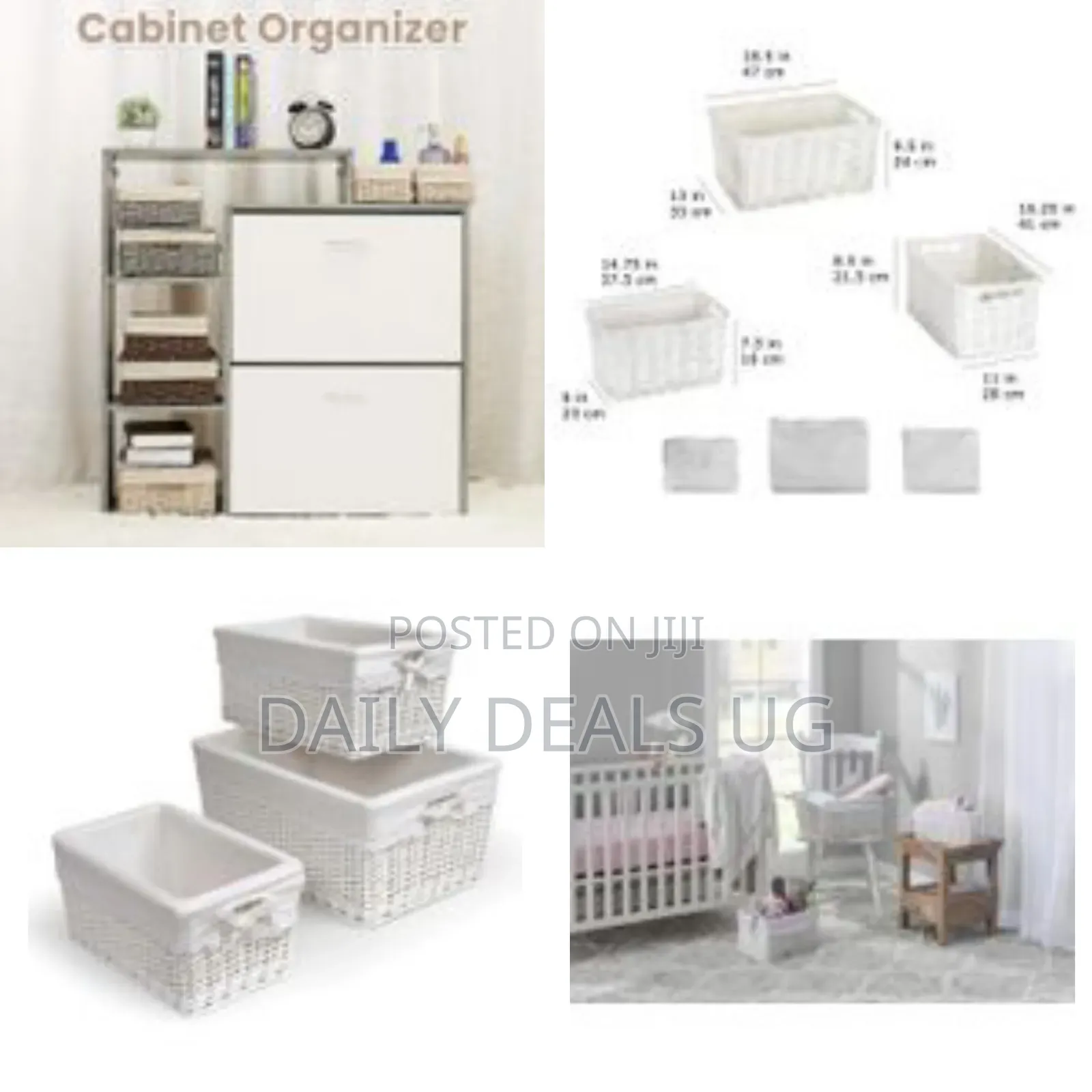 3 Piece Multipurpose Rectangular Handmade Decorative Wicker Snacks
