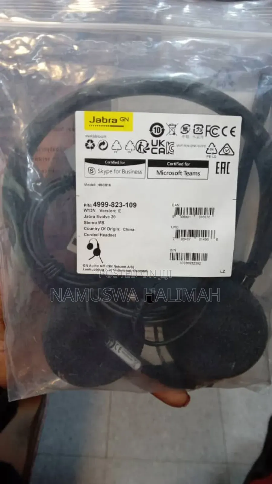 Jabra Evolve 20 Headset.