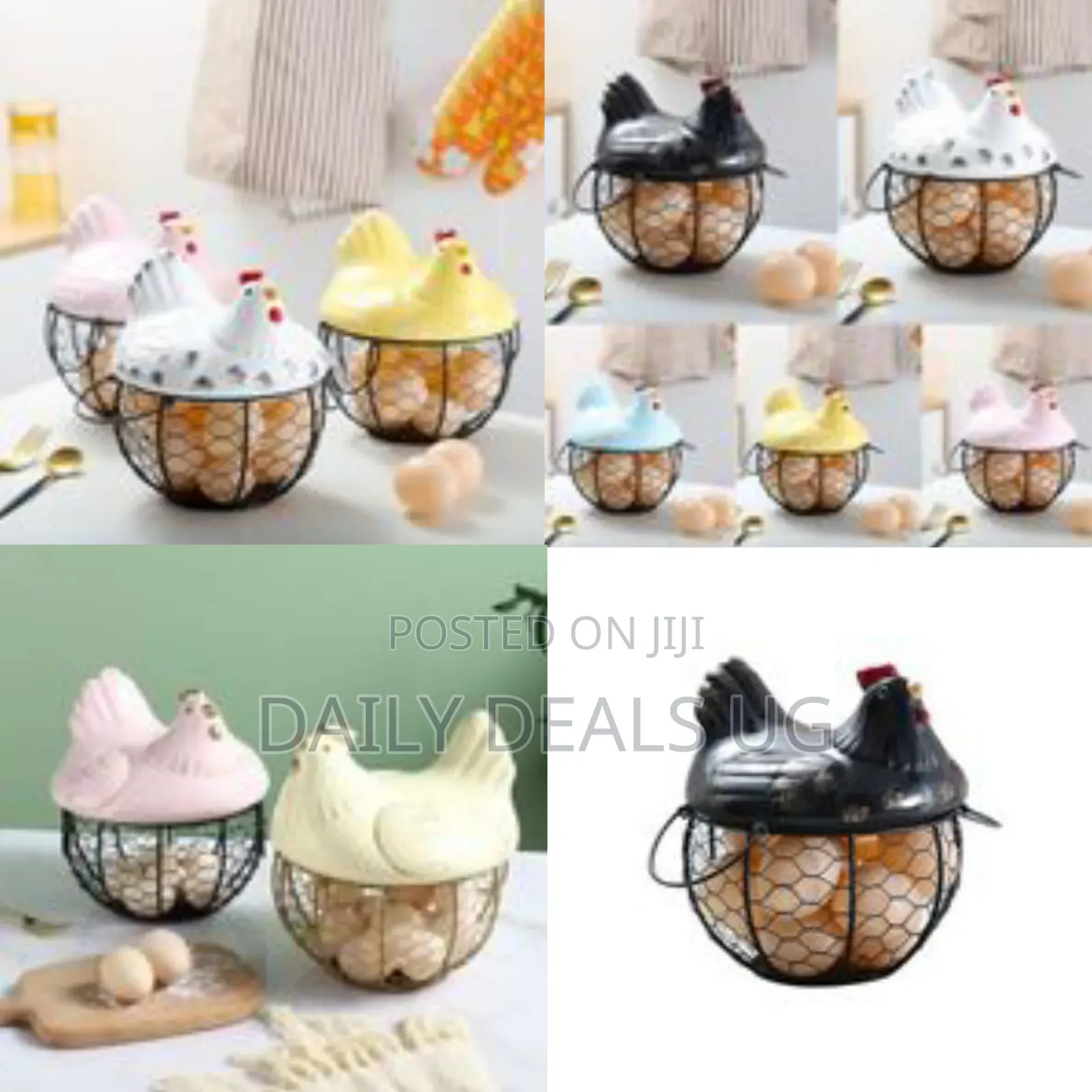Mesh Wire Egg Storage Basket Chicken With Handles Decoration