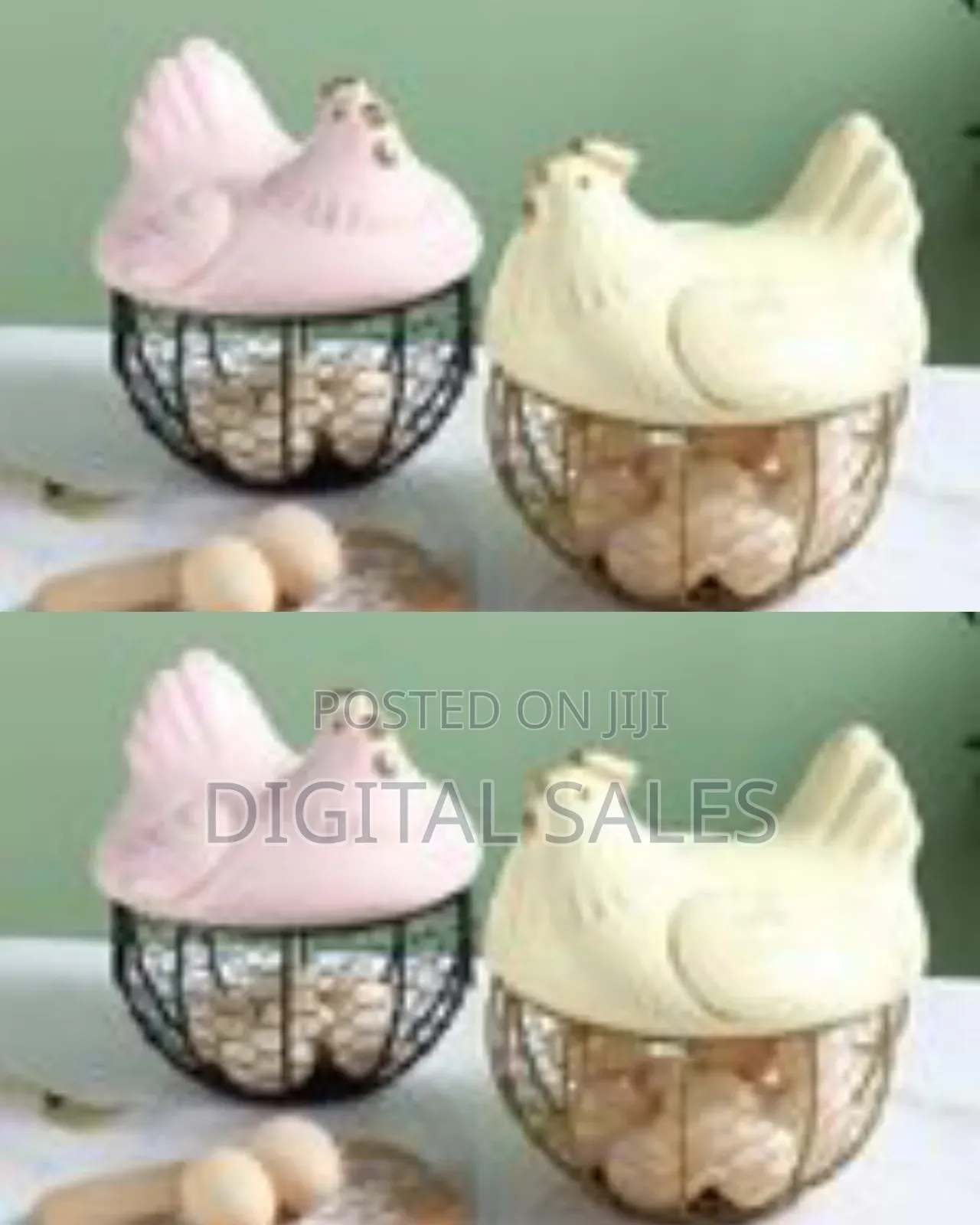 Mesh Wire Egg Storage Basket Chicken With Handles Decoration-