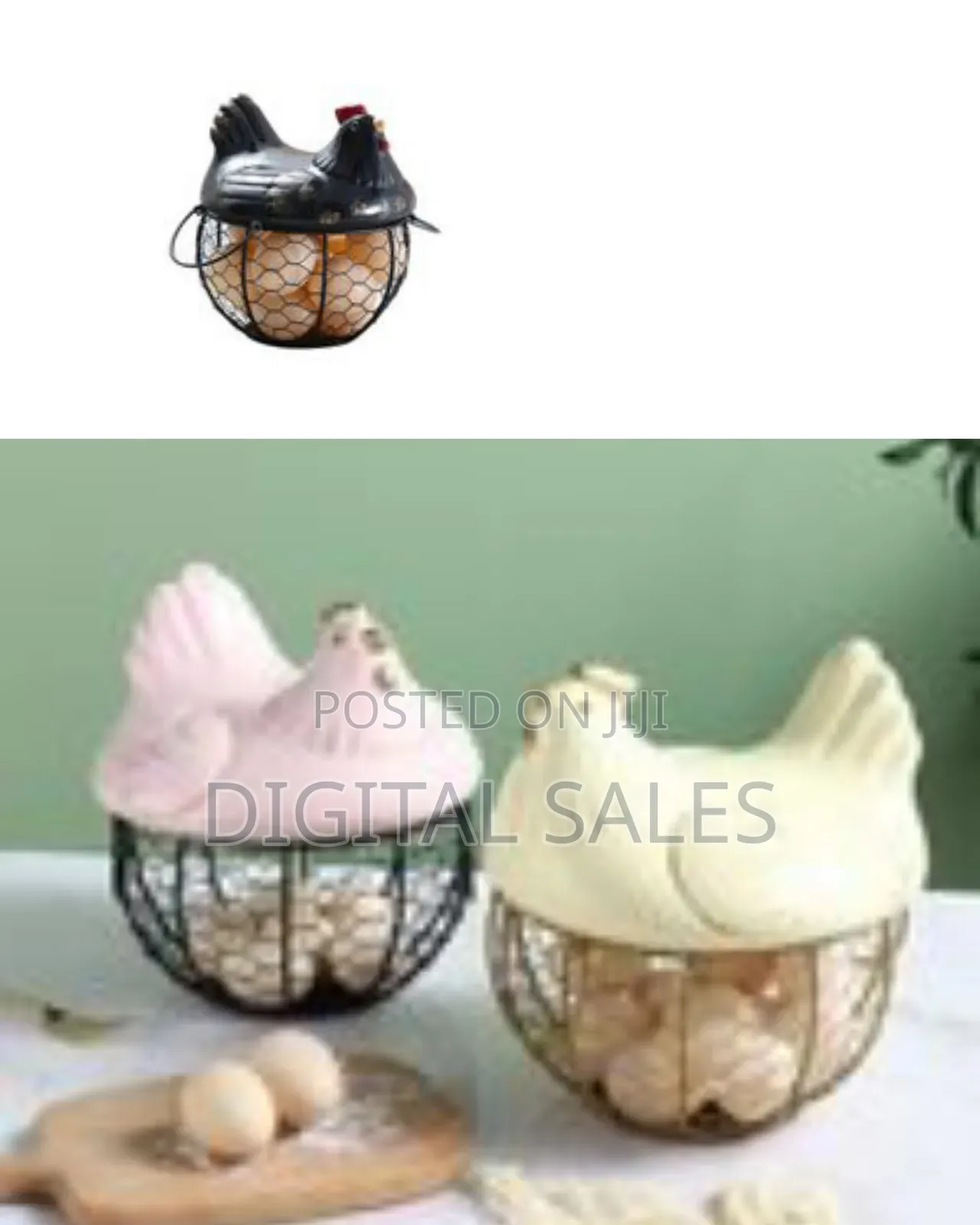 Mesh Wire Egg Storage Basket Chicken With Handles Decoration-