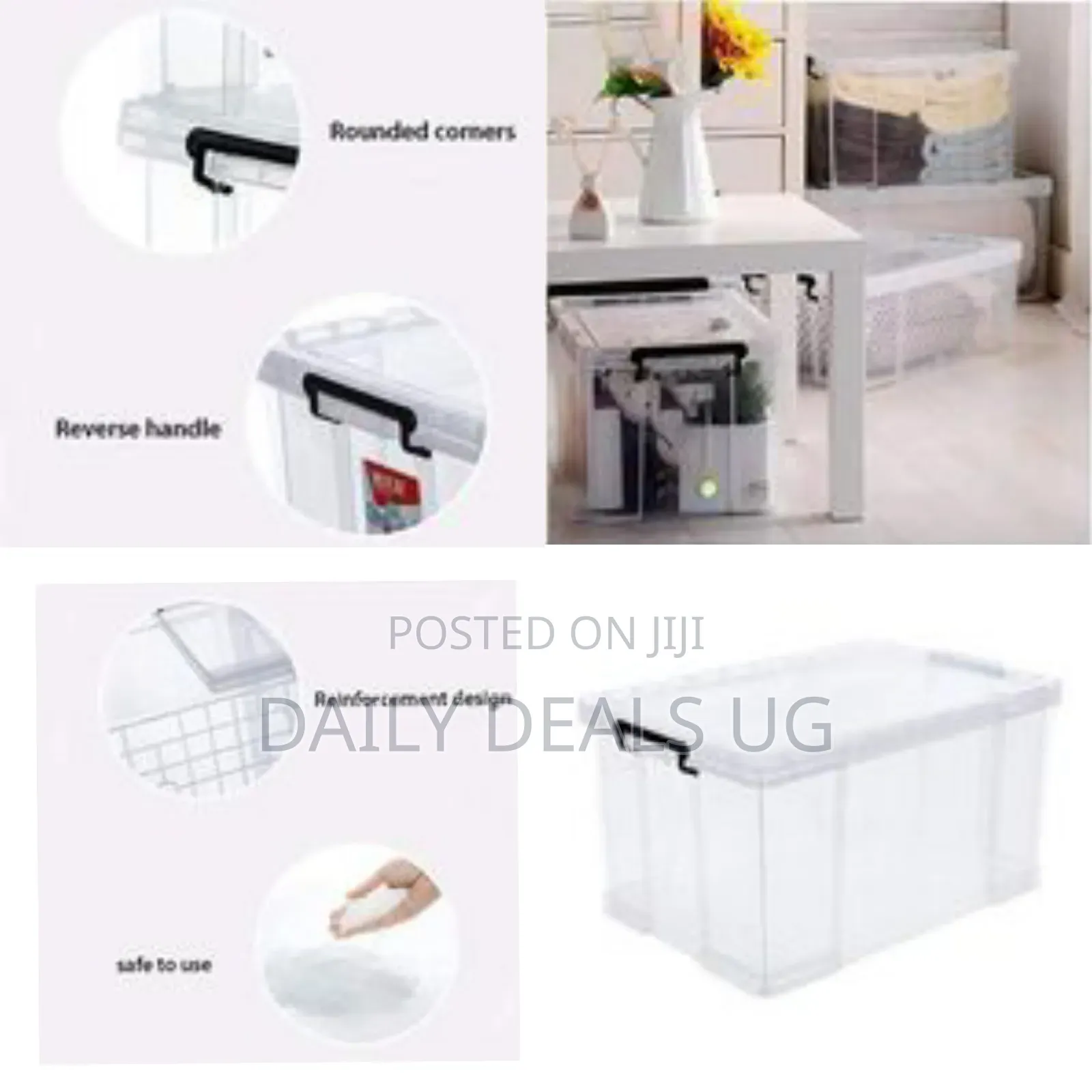 Plastic Stackable Organizer Storage Box, 46-Liters Transparent
