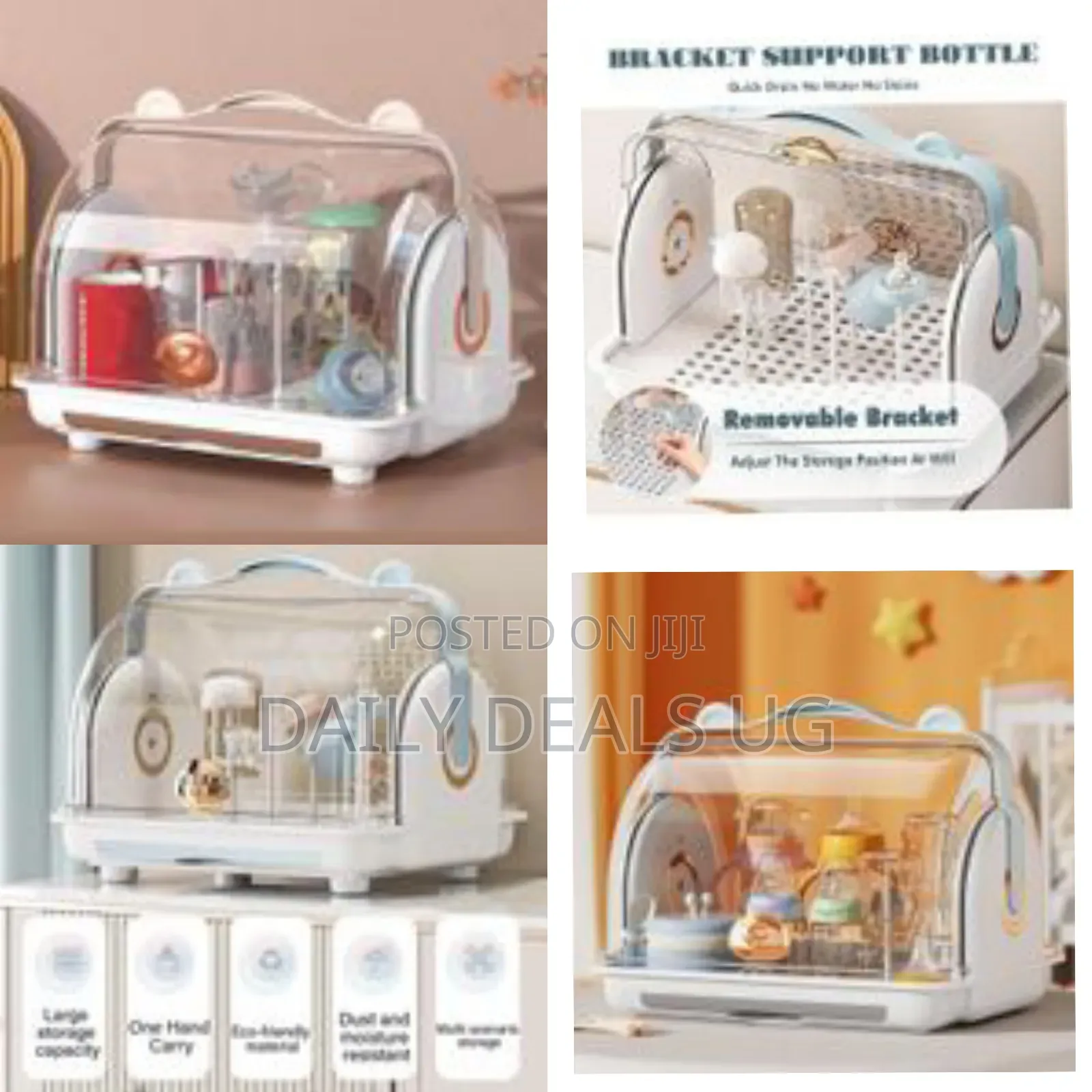 Portable Baby Bottle Drying Rack Container With Cover Drain Handle
