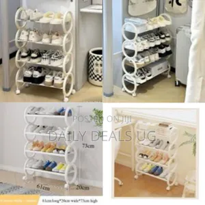 4 Tier Multi-Layer Sturdy Plastic Shoe Rack Corridor Narrow Dust Proof