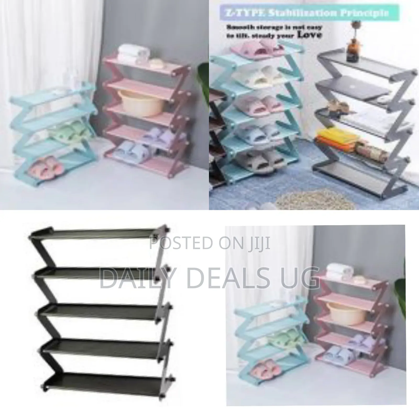 Z Shaped 5 Tier Shoe Rack Organizer Multi-Layer Shoe Storage