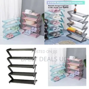 Z Shaped 5 Tier Shoe Rack Organizer Multi-Layer Shoe Storage