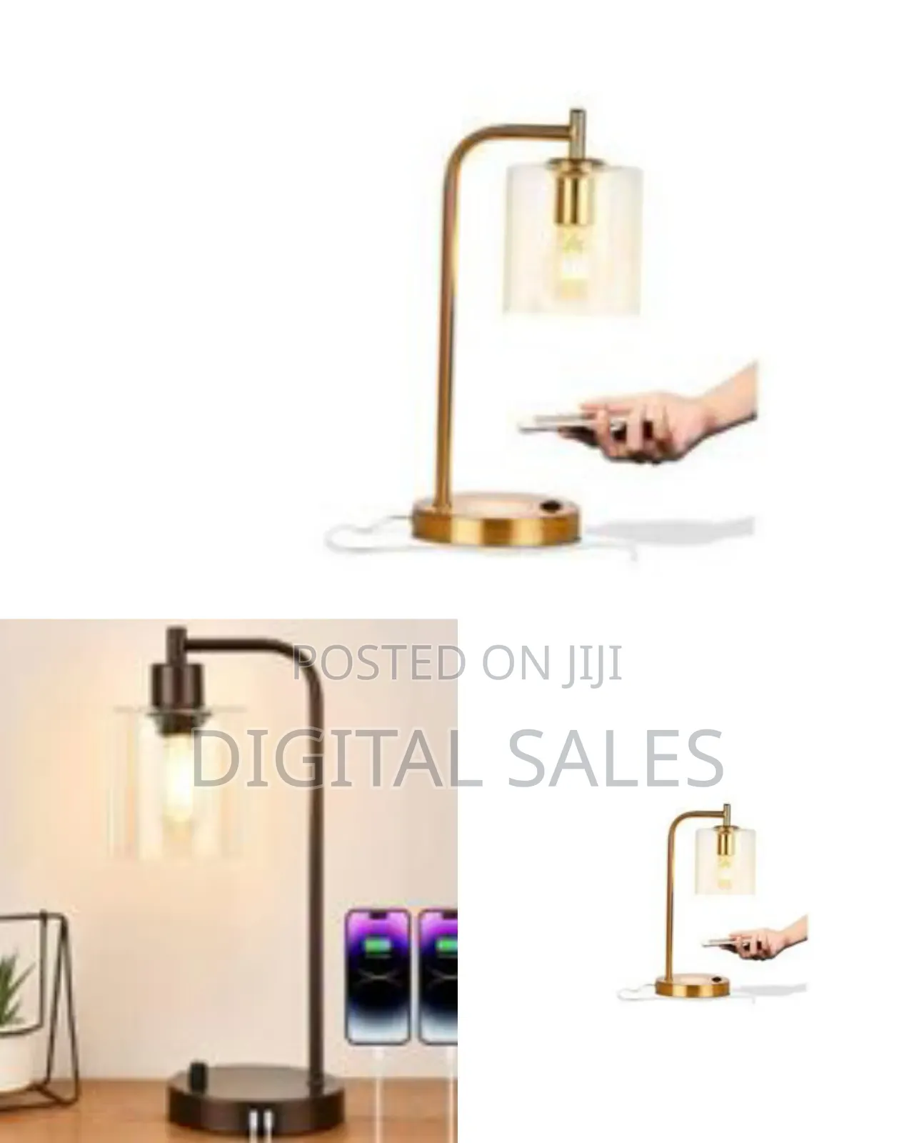 3-way Dimmable Industrial Table Lamp With 2 Usb Ports And Outlets