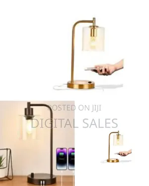 3-way Dimmable Industrial Table Lamp With 2 Usb Ports And Outlets
