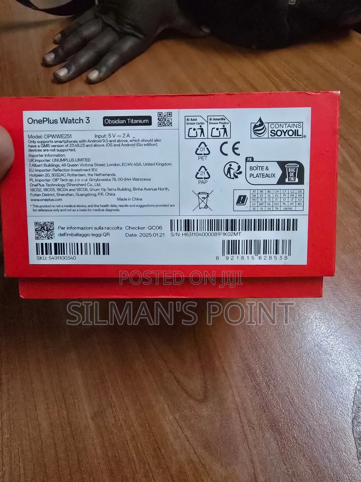 One Plus Watch 3 Black New