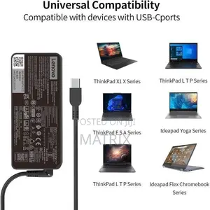 Lenovo 65w Power Adapter (Usb Type-C) With Power Cable-Black