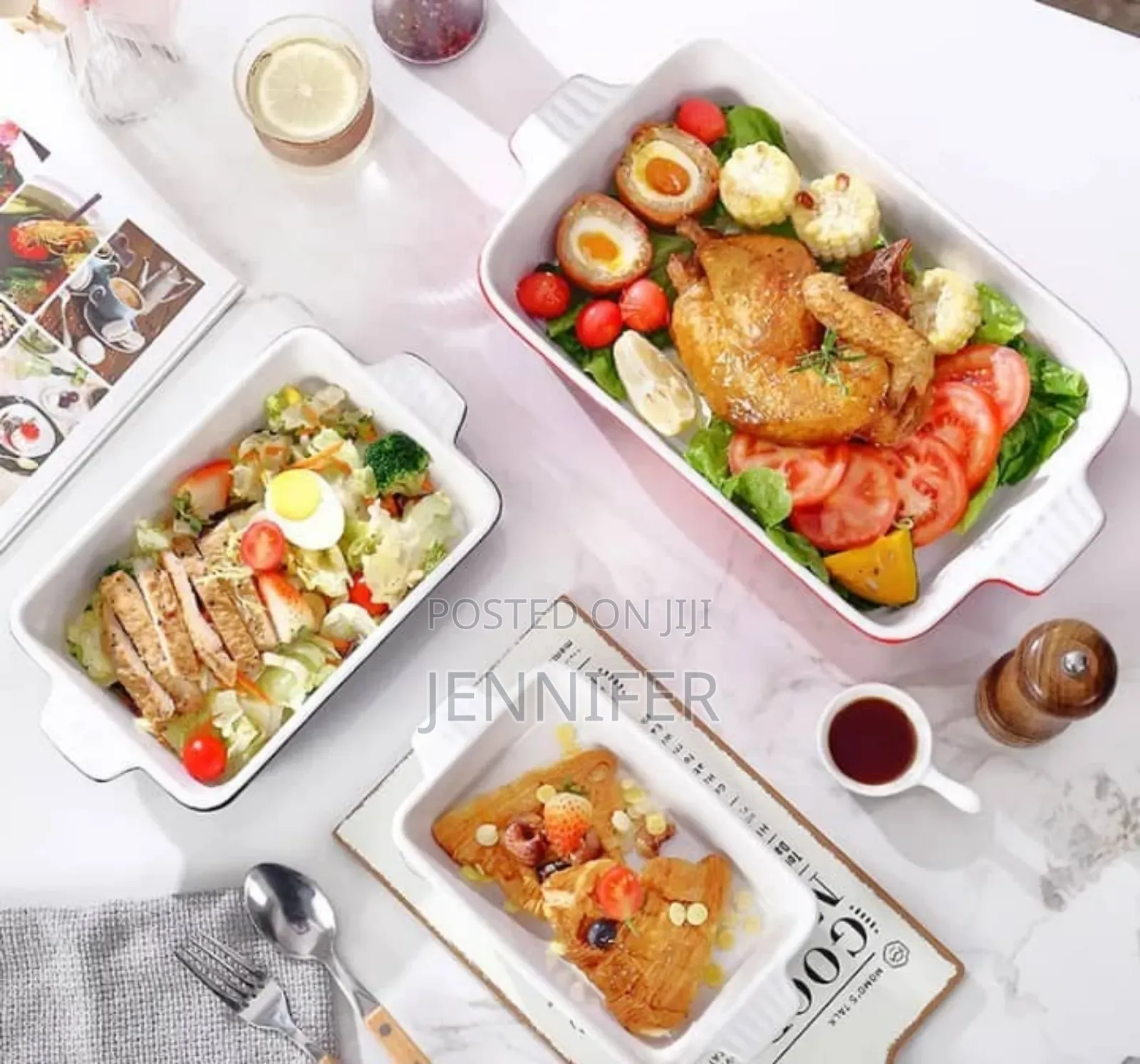 3pcs Ceramic Rectangular Baking Dish Casserole Dishes