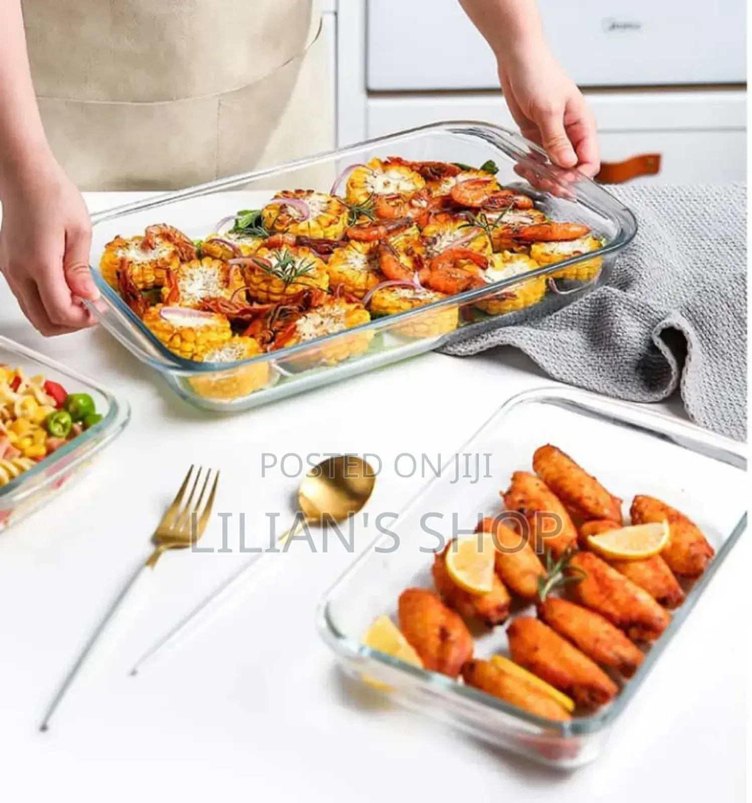 3pcs Rectangular Glass Casserole Dishes With Lid