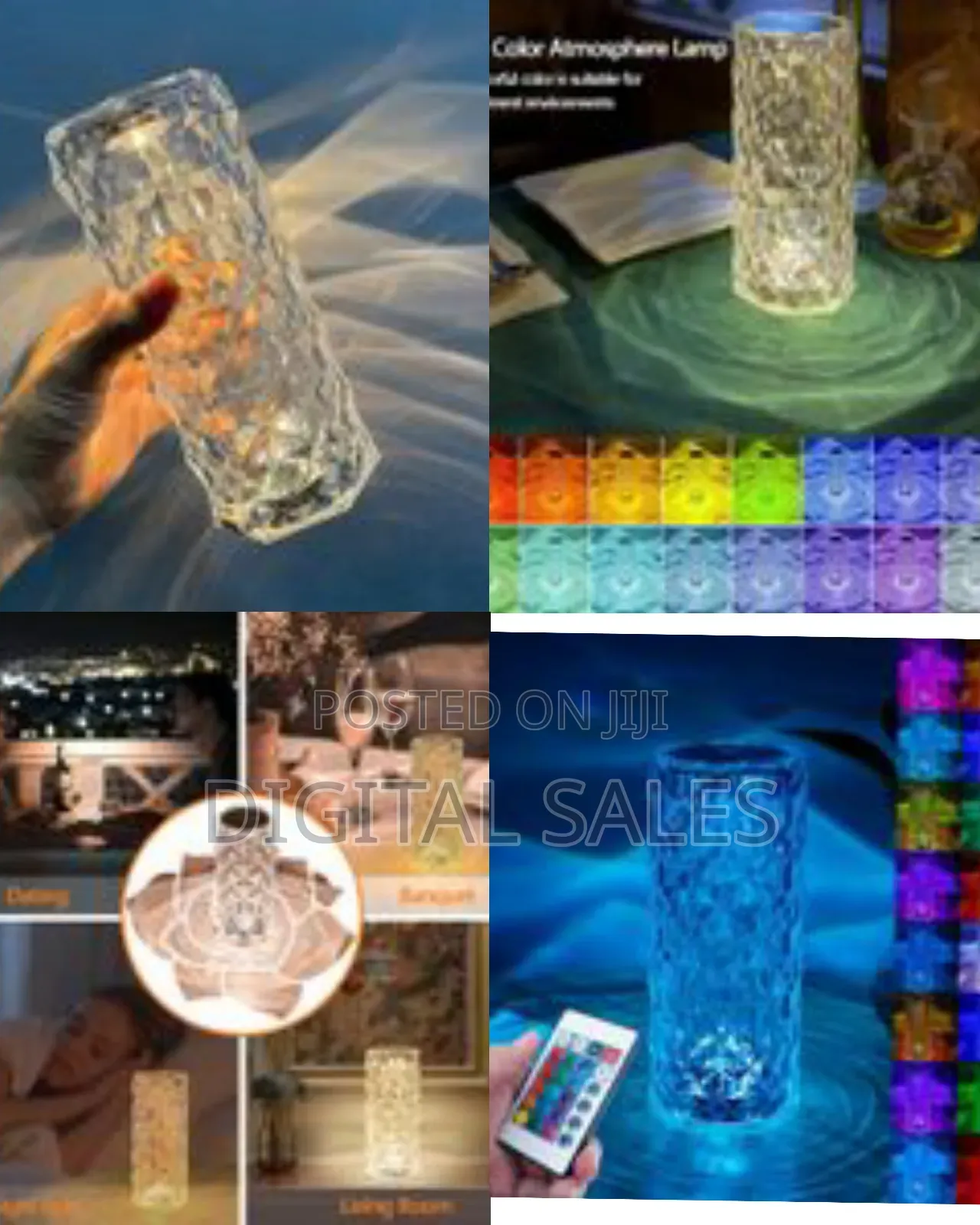 Crystal Lamp,Rose Diamond Table Lamp,16 Colors RGB With Touch Remote