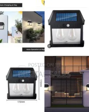 Solar Powered Tungsten Wall Lamp With Motion Sensor, 3 Lighting Modes