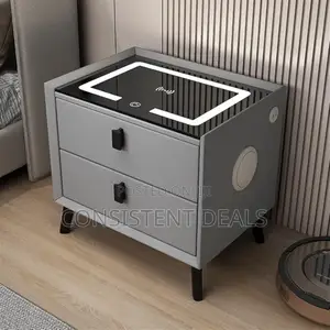 Smart Led Bedside Table With Wireless Charging Station,