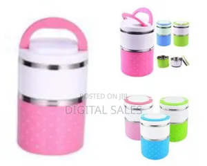 2 Layer Steel Food Insulated Lunch Box Container Tiffin- Multi-Colours