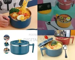 1000ml Stainless Steel Instant Noodle Soup Bowl Dish, Color May Vary