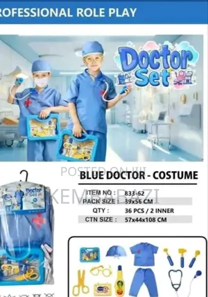 36 Pieces Nurse Doctor's Kid's Play Blue Costume