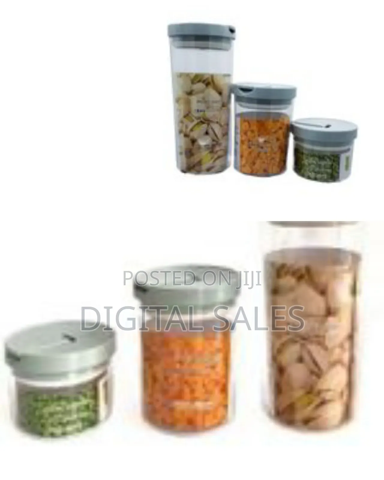 3pcs Transparent Plastic Sealed Cans, Storage Jars for Kitchen Foodca