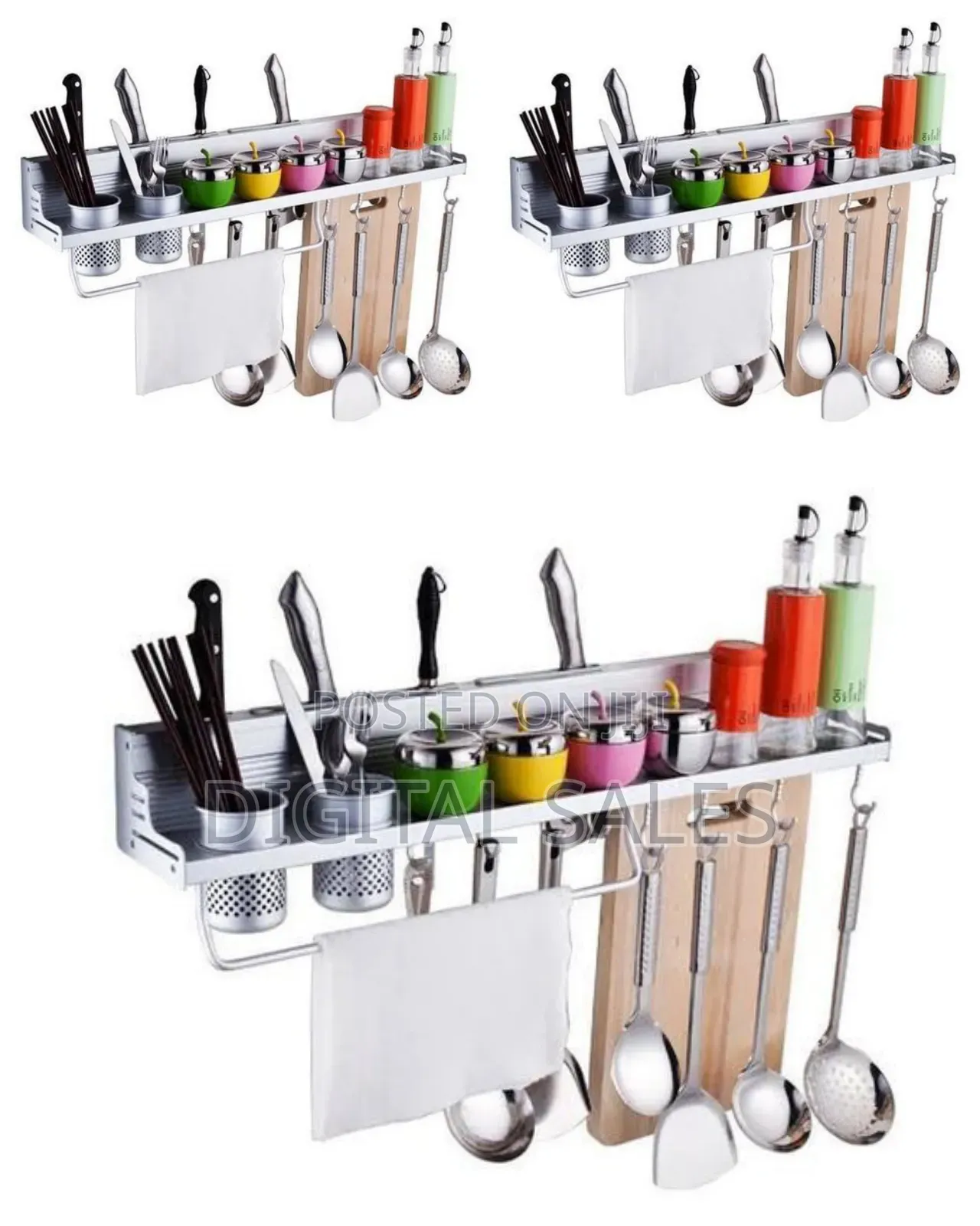 Wall Mounted Kitchen Utensils Holder Storage Stand Organizer Rack