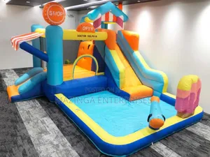 Doctor Dolphin Inflatable Slide Bouncing Castle With Swimming Pool