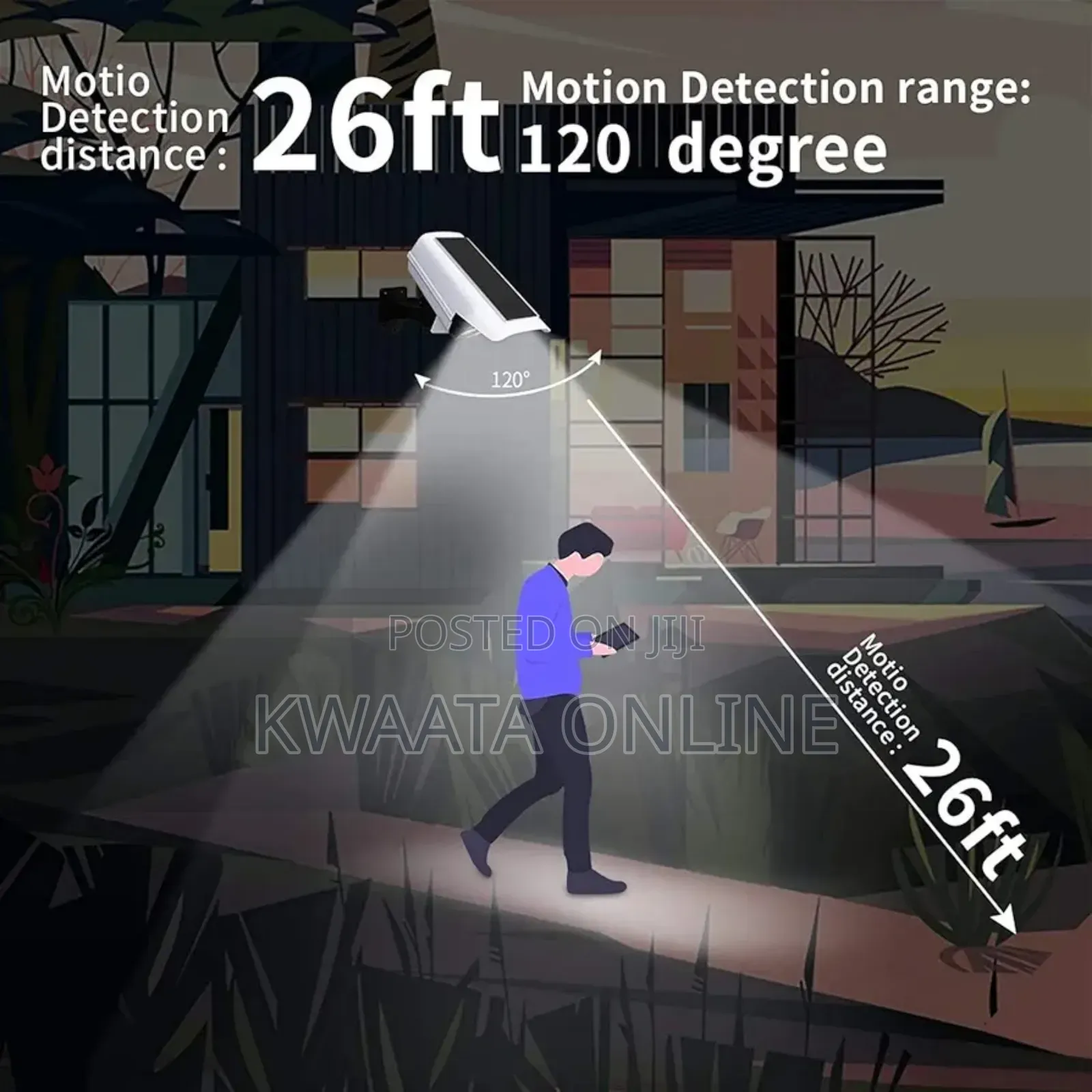 Outdoor Motion Sensor Solar Lights 2000 Lumens Spotlight With Remote
