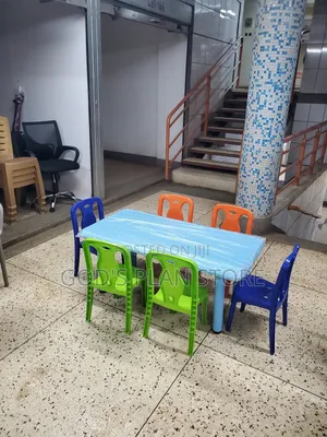 Light Blue Plastic Kids Table Ana 6 Chairs
