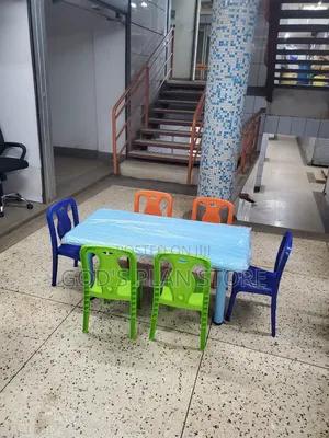 Light Blue Plastic Kids Table Ana 6 Chairs