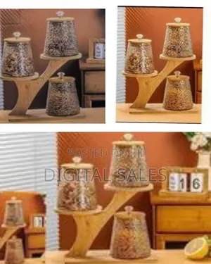 3-Piece Round Airtight Glass Storage Jar Canister Set With Tree Branch