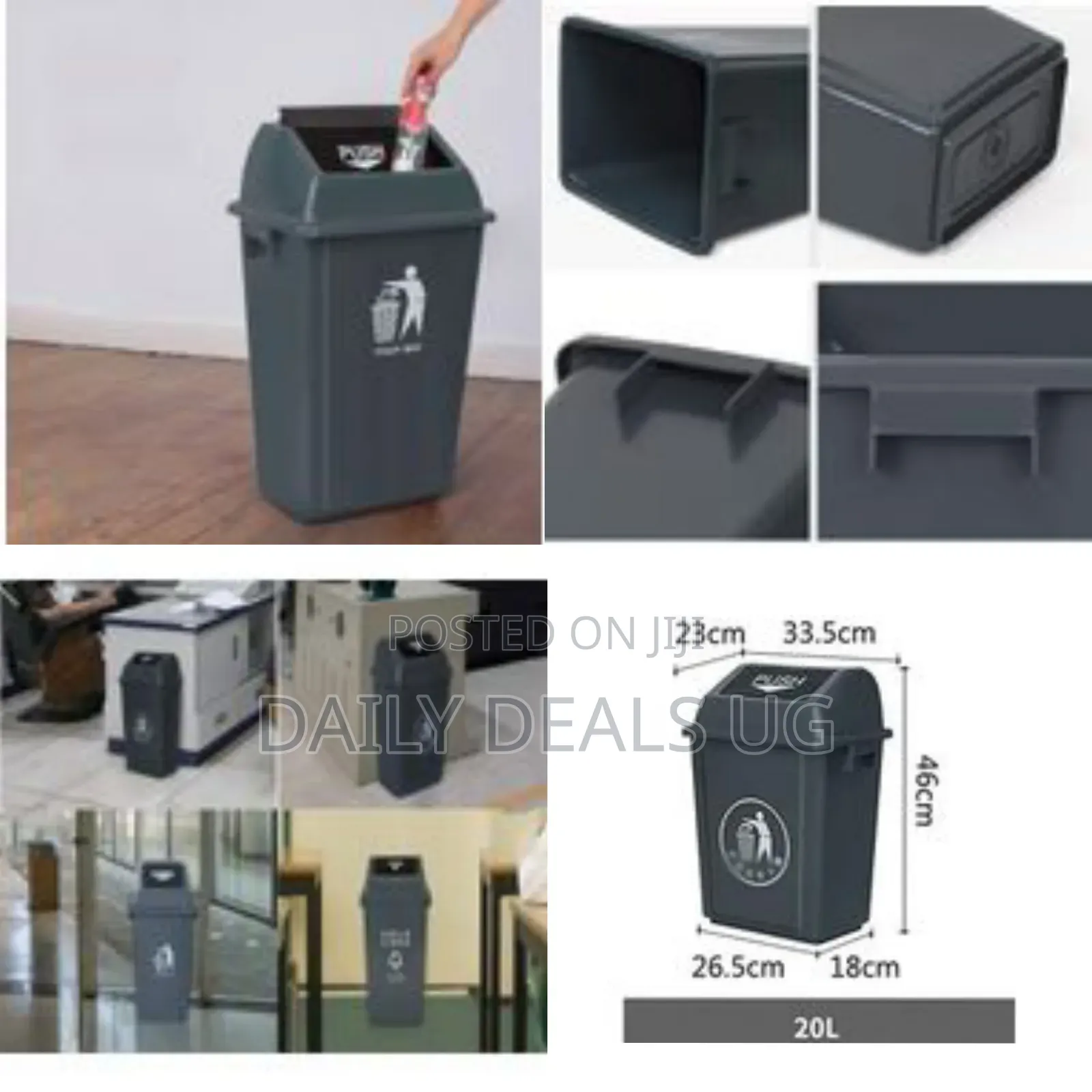 20 Litres Multifunctional Outdoor Large Plastic Trash Can Rubbish