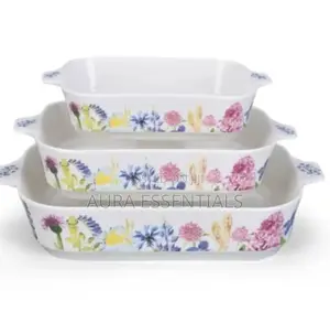 3pcs Ceramic Bakeware and Dinner Set Dishes