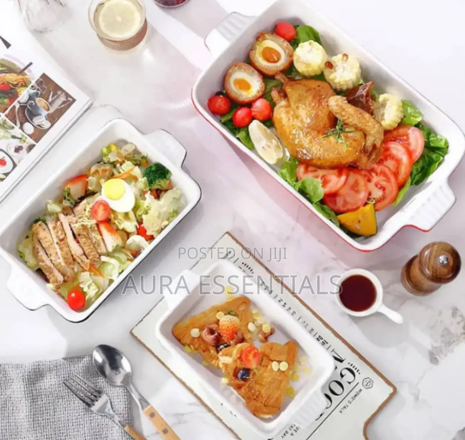 3pcs Ceramic Rectangular Baking Dish Casserole Dishes