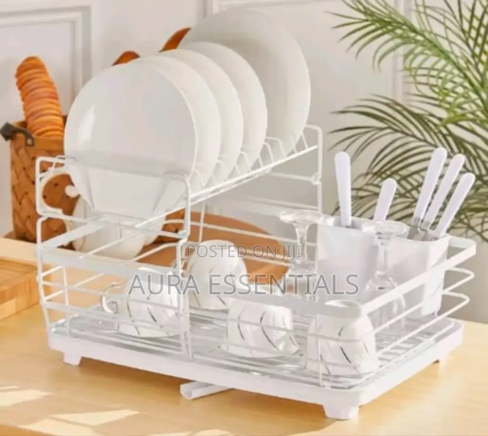Large Dish Drying Rack Drainer Kitchen Sink Plate Draining Tray