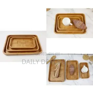 Serving Tray Rectangular Made of Solid Beech Bamboo Wood