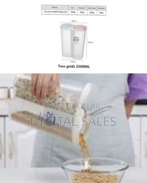 2 Section Cereal Food Dispenser Storage Jar Box Container Bin