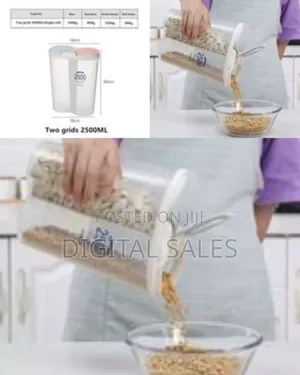 2 Section Cereal Food Dispenser Storage Jar Box Container Bin
