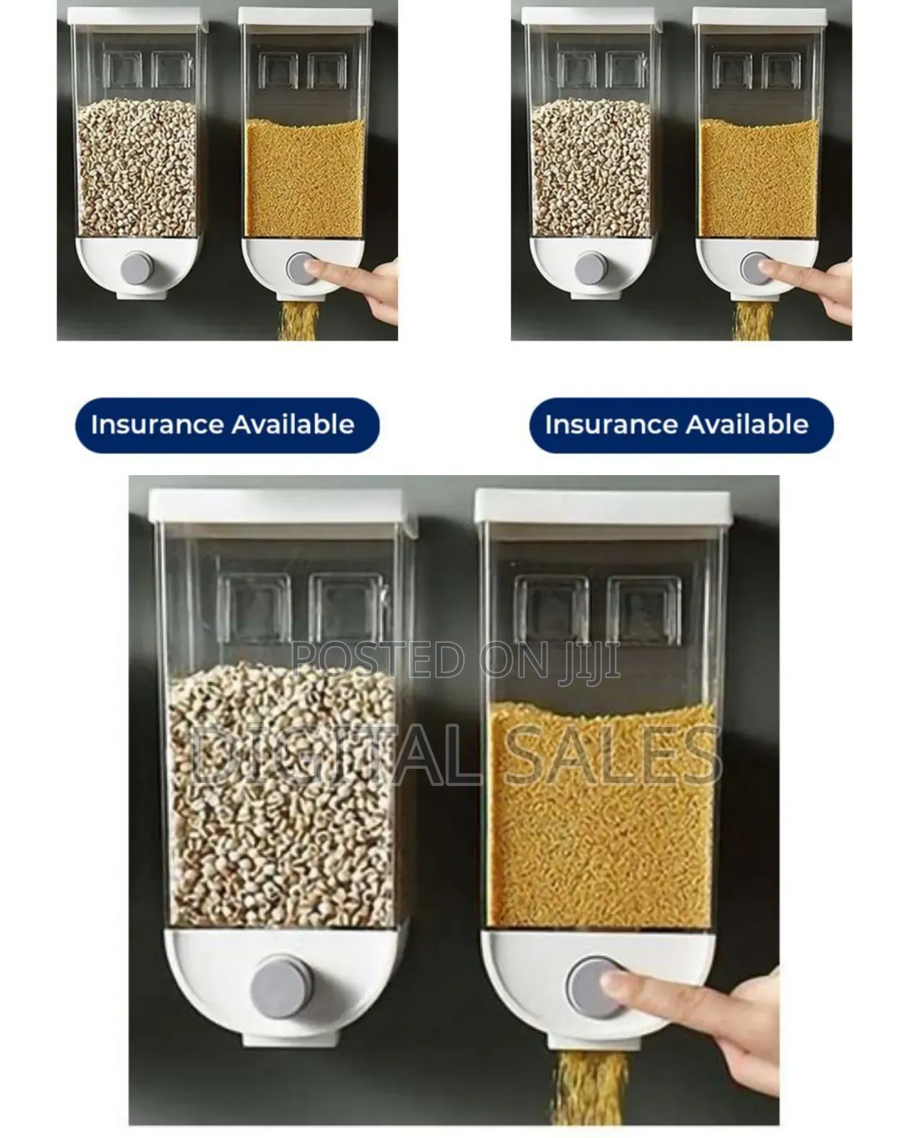 2piece Wall-Mounted Cereal Dispenser,Food Storage Container