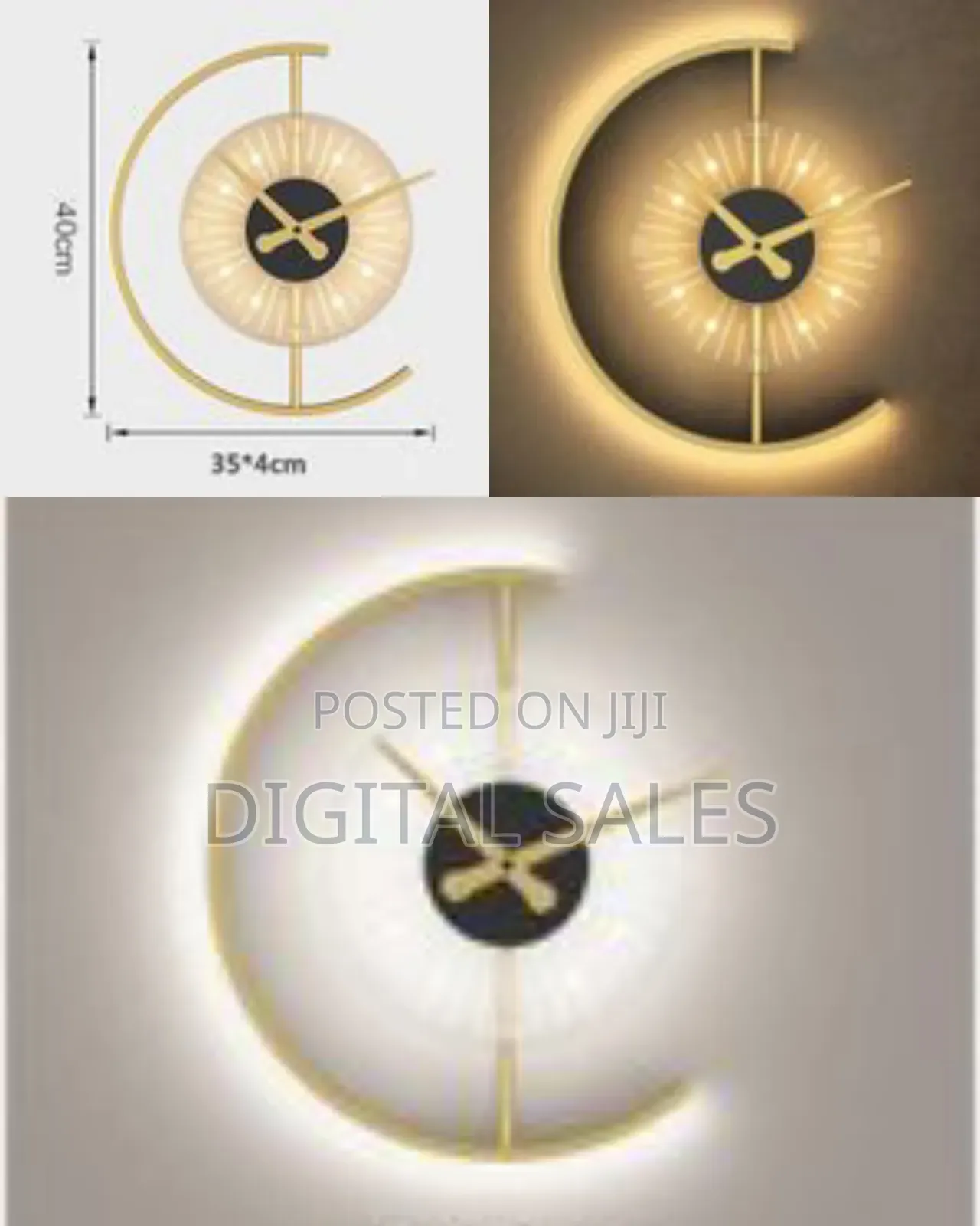 Acrylic Luminous Wall Clock Lamp, Led Silent Battery Operated