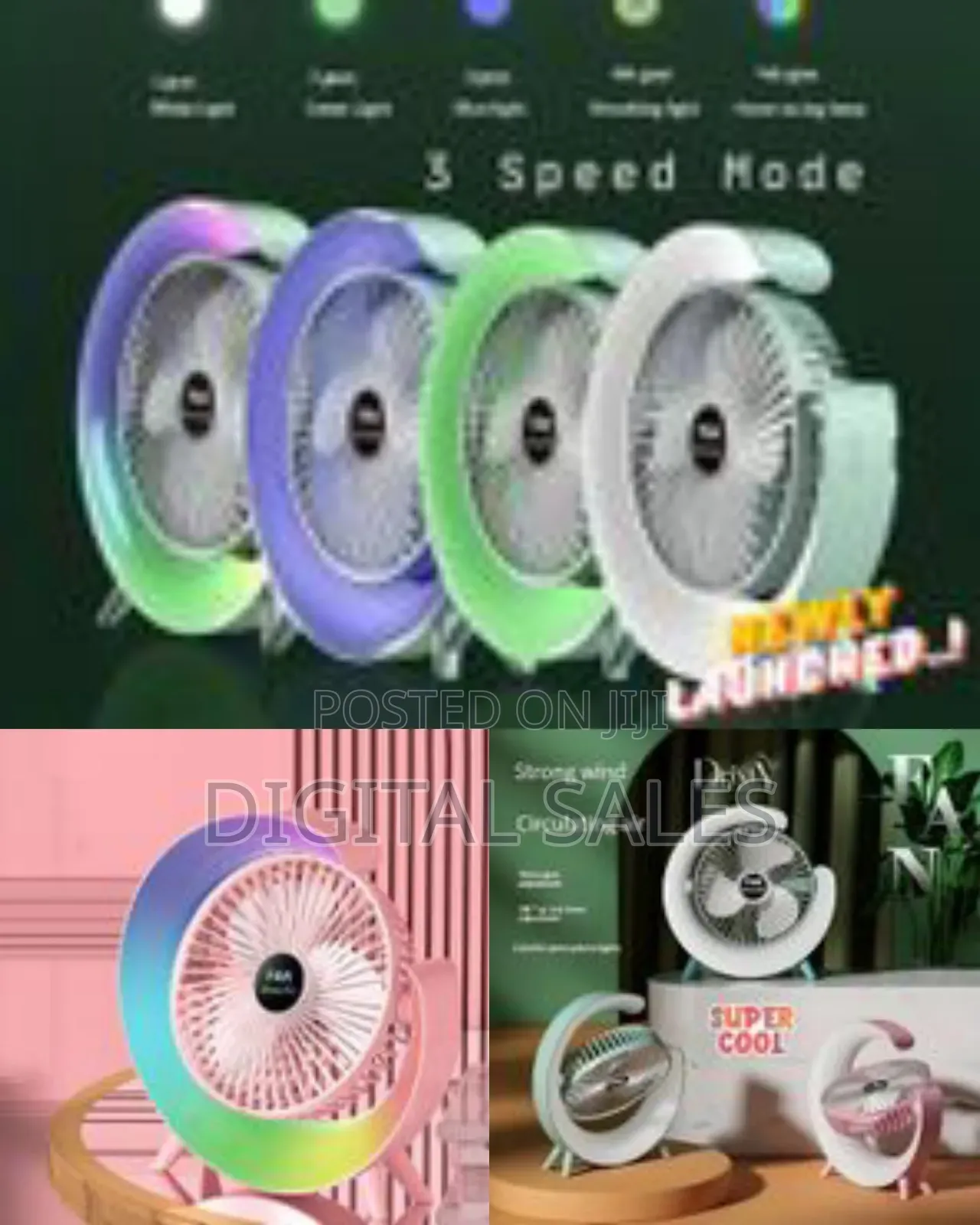 Desktop 5-Light Mini Fan With Led Lighting Rechargeable