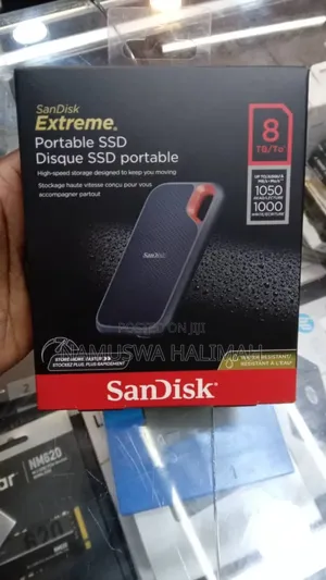 Sandisk Extreme Portable SSD With 8 Terabytes (Tb) of Storage.