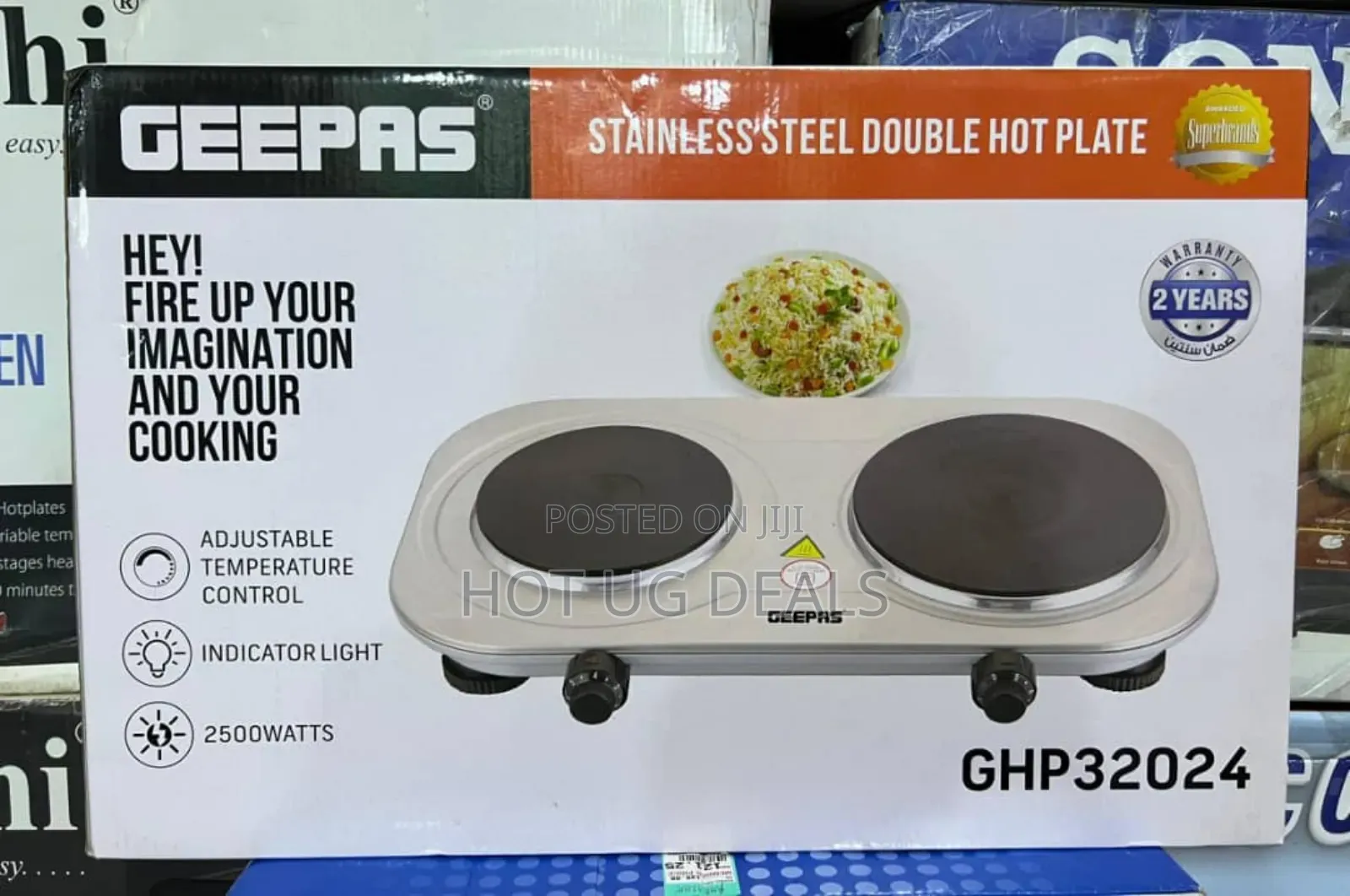 Geepas Double Hot Plate Indicator Light Temperature Control