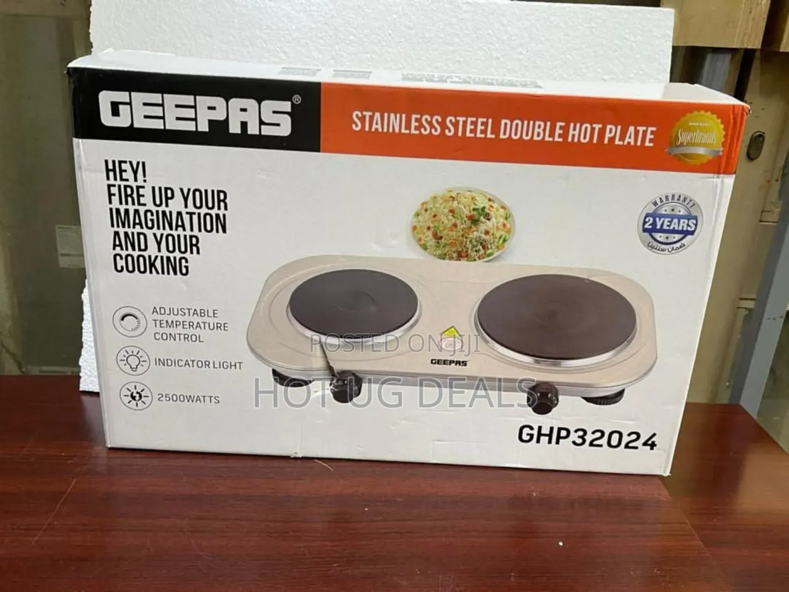 Geepas Double Hot Plate Indicator Light Temperature Control