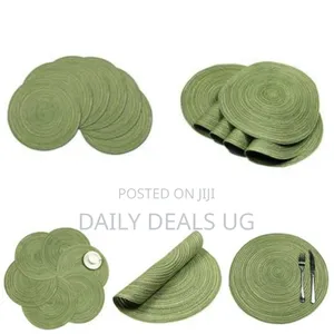 6 Round Decorative Placemats Table Mats- Green