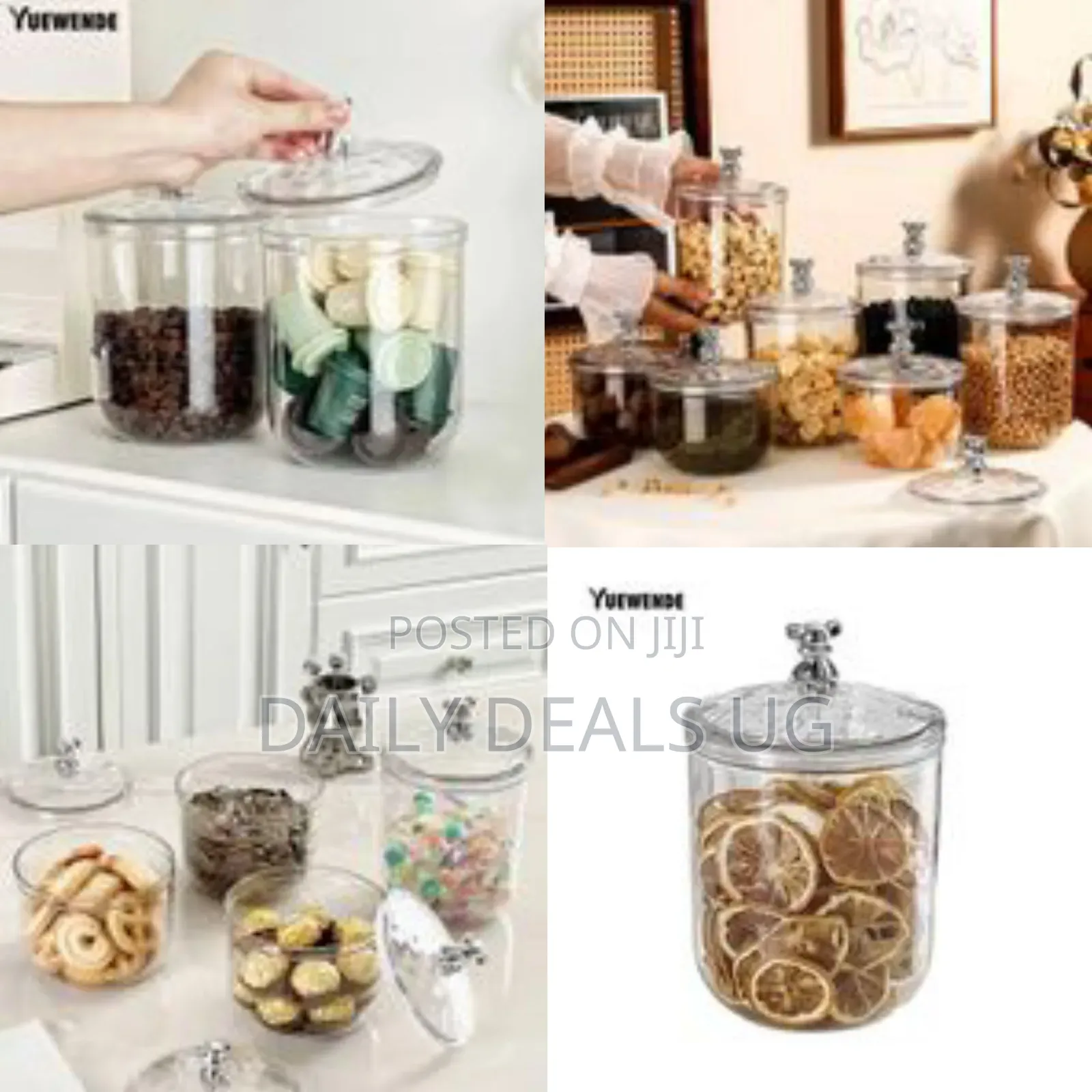 2 Piece Clear Acrylic Food Container Sealed Jar With Bear Handle