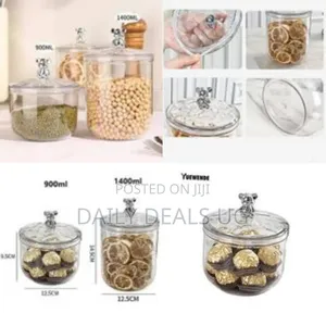 2 Piece Clear Acrylic Food Container Sealed Jar With Bear Handle