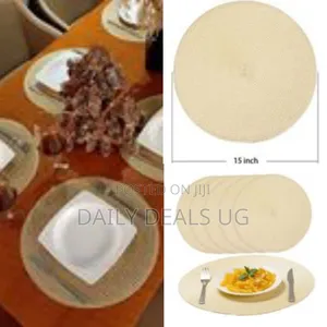 6 Round Decorative Placemats Table Mats- Cream