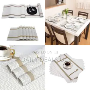 Woven Vinyl Placemats and Table Runner Sets PVC Non Slip Heat