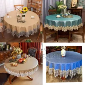 70 Inch Round Table Cloth Lace Tablecloth Wipeable Pastoral Waterproof